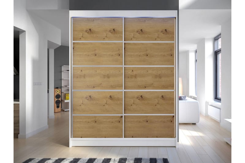Pickering Garderobe 150x200 cm - Hvid/Brun - Opbevaring - Tøjopbevaring - Garderobeskabe