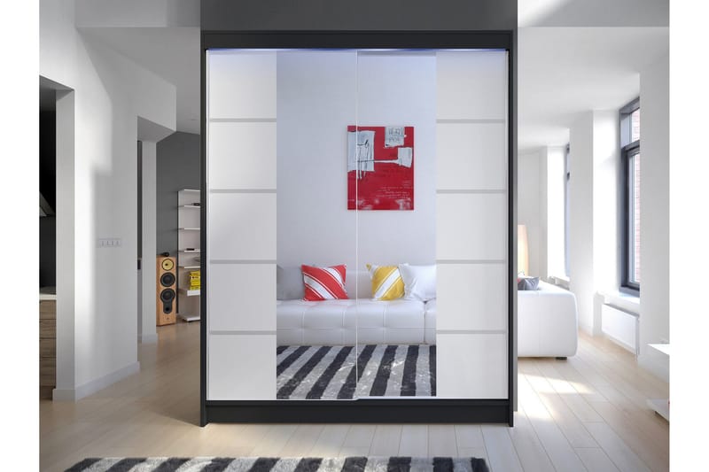 Pickering Garderobe Med Spejl 150x200 cm - Brun - Opbevaring - Tøjopbevaring - Garderobeskabe