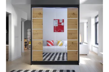 Pickering Garderobe Med Spejl 150x200 cm - Grå - Opbevaring - Tøjopbevaring - Garderobeskabe