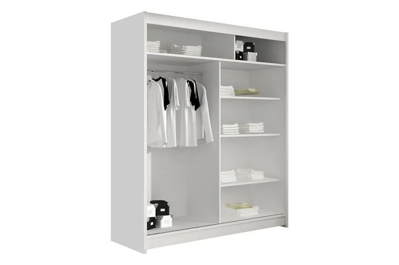 Pickering Garderobe Med Spejl 150x200 cm - Grå - Opbevaring - Tøjopbevaring - Garderobeskabe