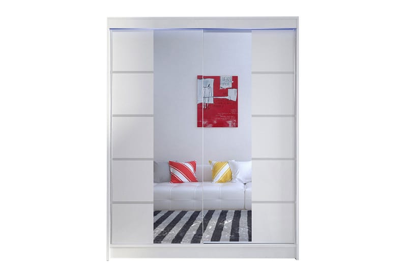 Pickering Garderobe med Spejl 150x200 cm, Hvid