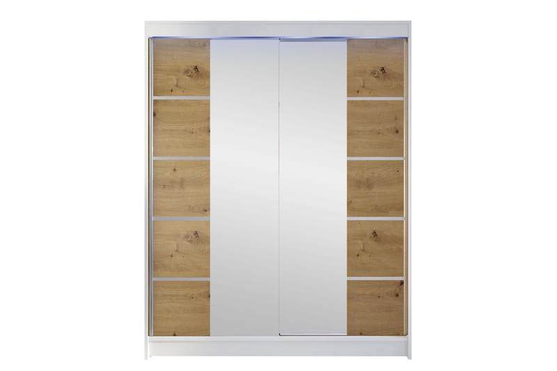 Pickering Garderobe Med Spejl 150x200 cm - Hvid/Brun - Opbevaring - Tøjopbevaring - Garderobeskabe
