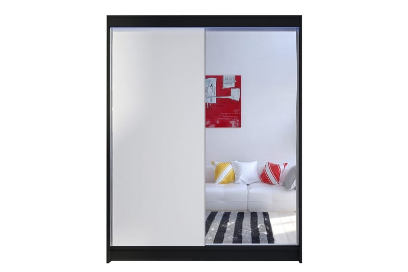 Pickering Garderobe med Spejl 150x200 cm, Hvid/Sort