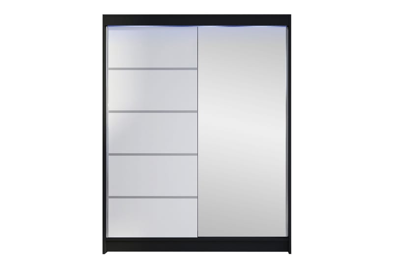 Pickering Garderobe Med Spejl 150x200 cm - Sort Og Hvid - Opbevaring - Tøjopbevaring - Garderobeskabe