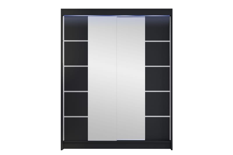 Pickering Garderobe Med Spejl 150x200 cm - Sort - Opbevaring - Tøjopbevaring - Garderobeskabe