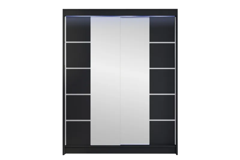 Pickering Garderobe Med Spejl 150x200 cm, Sort