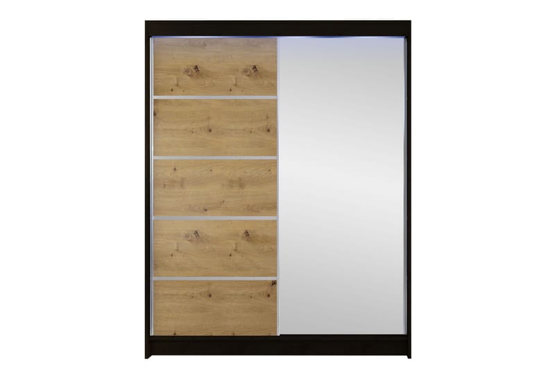 Pickering Garderobe Med Spejl 150x200 cm - Sort/Brun - Opbevaring - Tøjopbevaring - Garderobeskabe