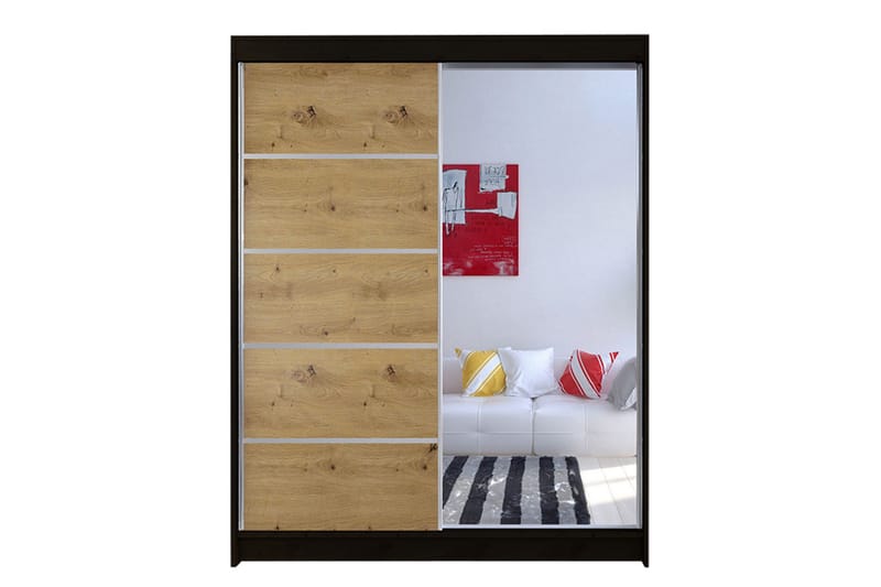 Pickering Garderobeskab 150 cm i Lyst Træ - Sort|Hvid|Brun - Opbevaring - Tøjopbevaring - Garderobeskabe