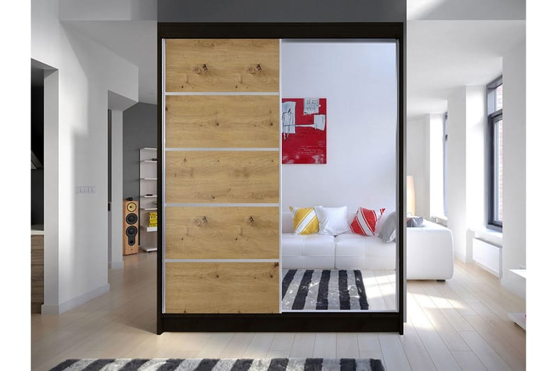 Pickering Garderobeskab 150 cm i Lyst Træ - Sort|Hvid|Brun - Opbevaring - Tøjopbevaring - Garderobeskabe
