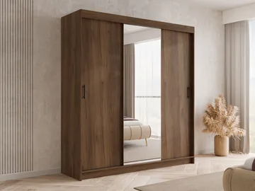 Piedras Garderobe med spejl 200x215 cm - Brun - Opbevaring - Tøjopbevaring - Garderobeskabe
