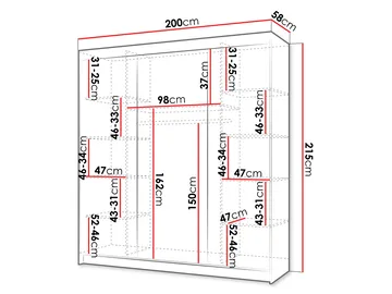 Piedras Garderobe med spejl 200x215 cm - Brun - Opbevaring - Tøjopbevaring - Garderobeskabe