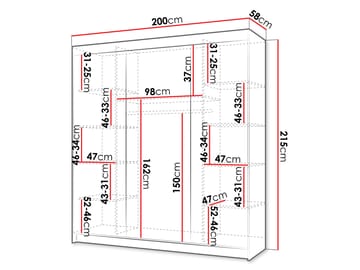 Piedras Garderobe med spejl 200x215 cm - Brun - Opbevaring - Tøjopbevaring - Garderobeskabe