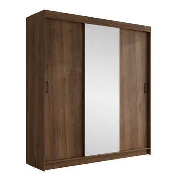 Piedras Garderobe med spejl 200x215 cm - Brun - Opbevaring - Tøjopbevaring - Garderobeskabe