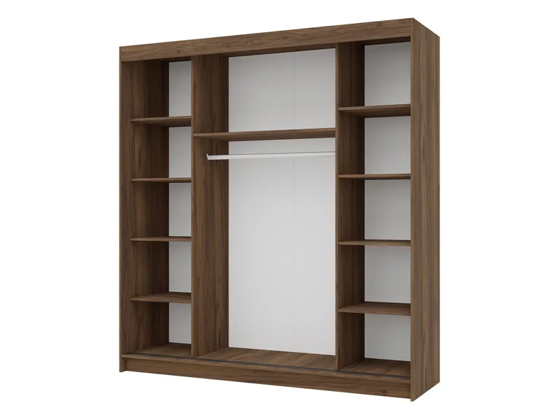 Piedras Garderobe med spejl 200x215 cm - Brun - Opbevaring - Tøjopbevaring - Garderobeskabe
