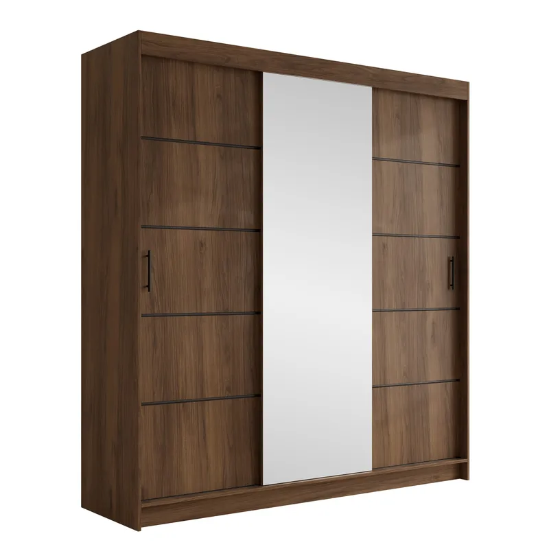 Piedras Garderobe med spejl 200x215 cm, Brun