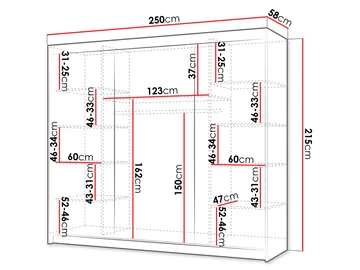 Piedras Garderobe med spejl 250x215 cm - Brun - Opbevaring - Tøjopbevaring - Garderobeskabe