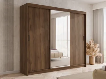 Piedras Garderobe med spejl 250x215 cm - Brun - Opbevaring - Tøjopbevaring - Garderobeskabe