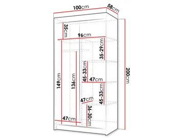 Piedras garderobeskab 100x200 cm - Brun - Opbevaring - Tøjopbevaring - Garderobeskabe - Garderobeskab & klædeskab