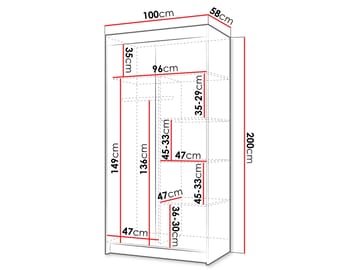 Piedras garderobeskab med spejl 100x200 cm - Brun - Opbevaring - Tøjopbevaring - Garderobeskabe