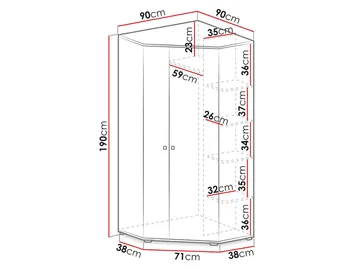 Planeta Garderobeskab 90 cm - Opbevaring - Tøjopbevaring - Garderobeskabe - Hjørnegarderobe