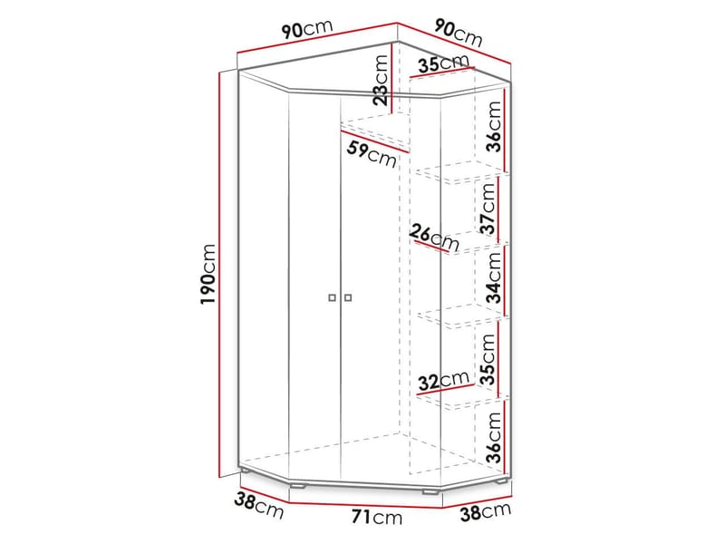Planeta Garderobeskab 90 cm - Opbevaring - Tøjopbevaring - Garderobeskabe - Hjørnegarderobe