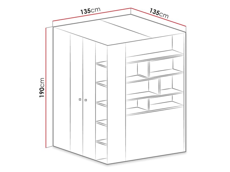 Planeta Garderobeskab - Opbevaring - Tøjopbevaring - Garderobeskabe - Hjørnegarderobe