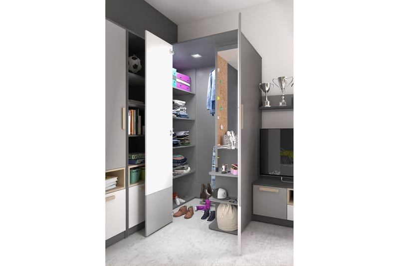 Pok garderobe 130x93x193 cm - Opbevaring - Tøjopbevaring - Garderobeskabe