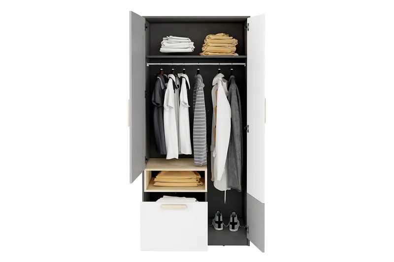 Pok garderobe 90x50x193 cm - Opbevaring - Tøjopbevaring - Garderobeskabe