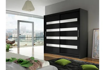 Prag Garderob 180x57x215 cm LED-belysning Scandinavian Choice Black - Opbevaring - Tøjopbevaring - Garderobeskabe