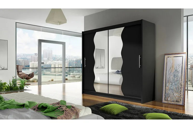 Prag Garderob 180x57x215 cm Scandinavian Choice Black - Opbevaring - Tøjopbevaring - Garderobeskabe