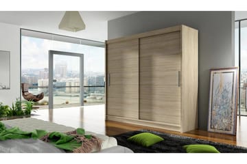 Prag Garderobe 180 cm Skydedøre - Eg - Opbevaring - Tøjopbevaring - Garderobeskabe