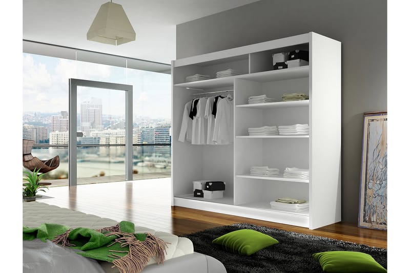 Prag Garderobe 180 cm Skydedøre - Eg - Opbevaring - Tøjopbevaring - Garderobeskabe