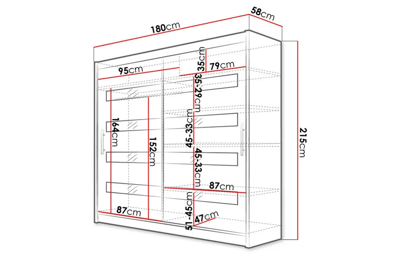 Prag Garderobe 180x215 cm - Hvid - Opbevaring - Tøjopbevaring - Garderobeskabe