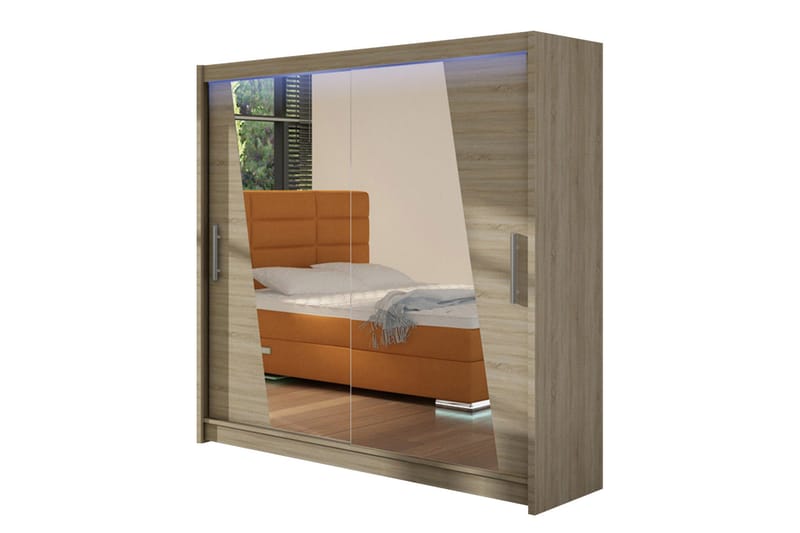 Prag Garderobe med Spejl 180x215 cm, Beige