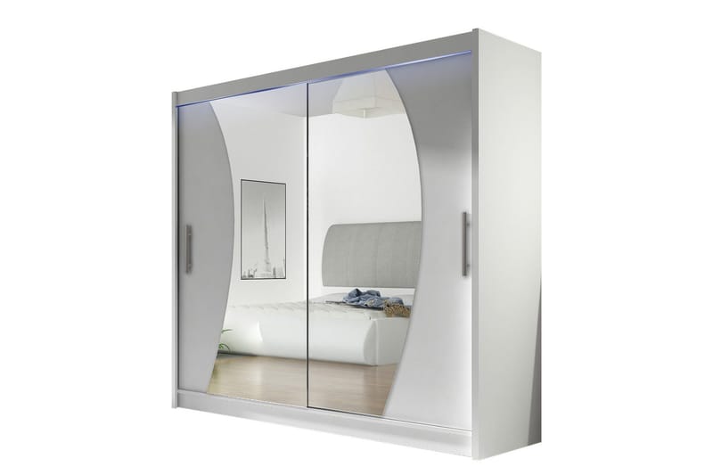 Prag Garderobe med Spejl 180x215 cm, Hvid