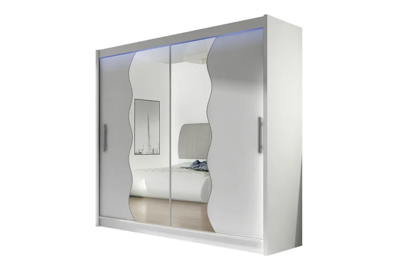 Prag Garderobe med Spejl 180x215 cm, Hvid