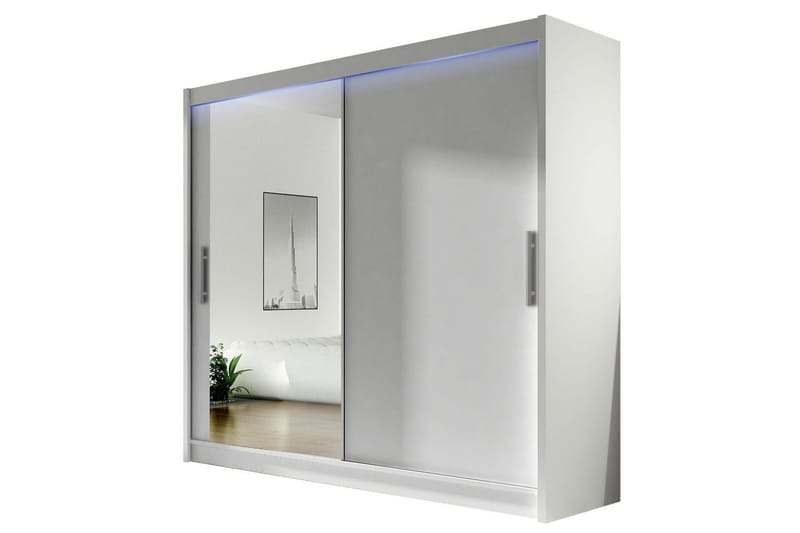 Prag Garderobe med Spejl 180x215 cm, Hvid