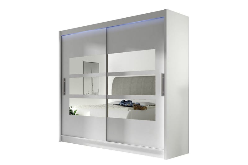 Prag Garderobe med Spejl 180x215 cm, Hvid
