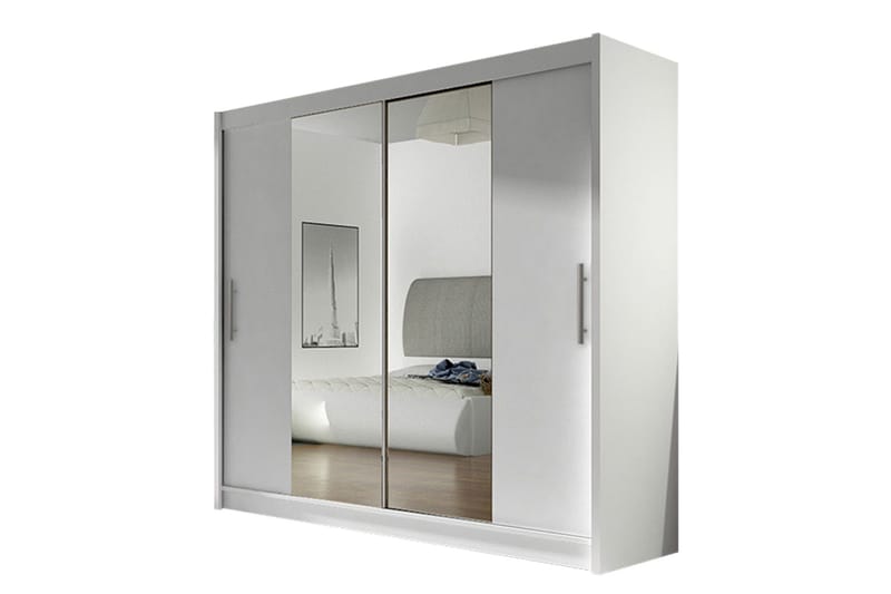 Prag Garderobe Skydedøre Smal Spejl - Hvid - Opbevaring - Tøjopbevaring - Garderobeskabe