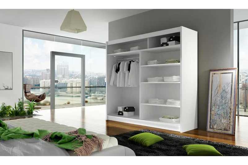 Prag Garderobe Skydedøre Smal Spejl - Sort - Opbevaring - Tøjopbevaring - Garderobeskabe