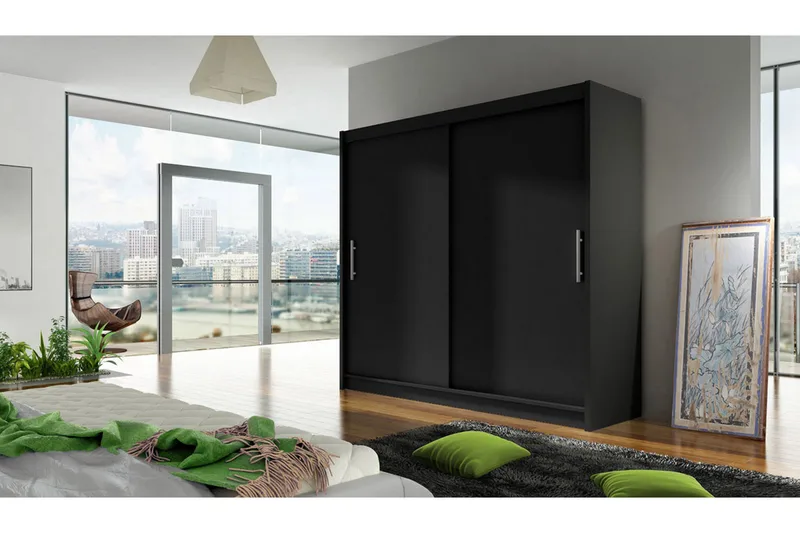 Prag Garderobe Skydedøre - Sort - Opbevaring - Tøjopbevaring - Garderobeskabe