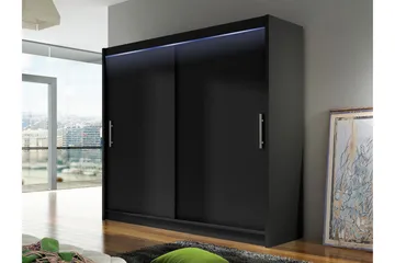 Prag Garderobeskab 180x215 cm i Træ - Sort - Opbevaring - Tøjopbevaring - Garderobeskabe