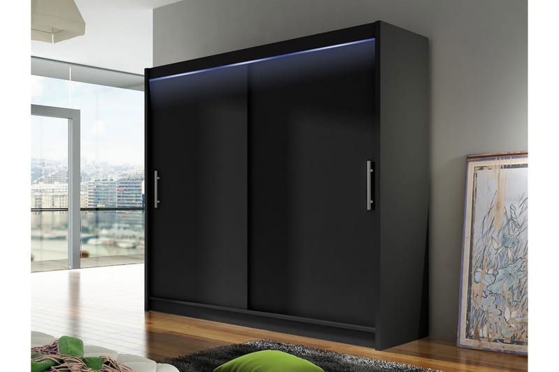 Prag Garderobeskab 180x215 cm i Træ - Sort - Opbevaring - Tøjopbevaring - Garderobeskabe