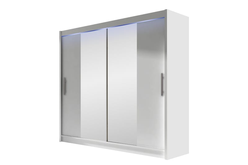 Prag Garderobeskab med Spejl 180x215 cm - Hvid - Opbevaring - Tøjopbevaring - Garderobeskabe