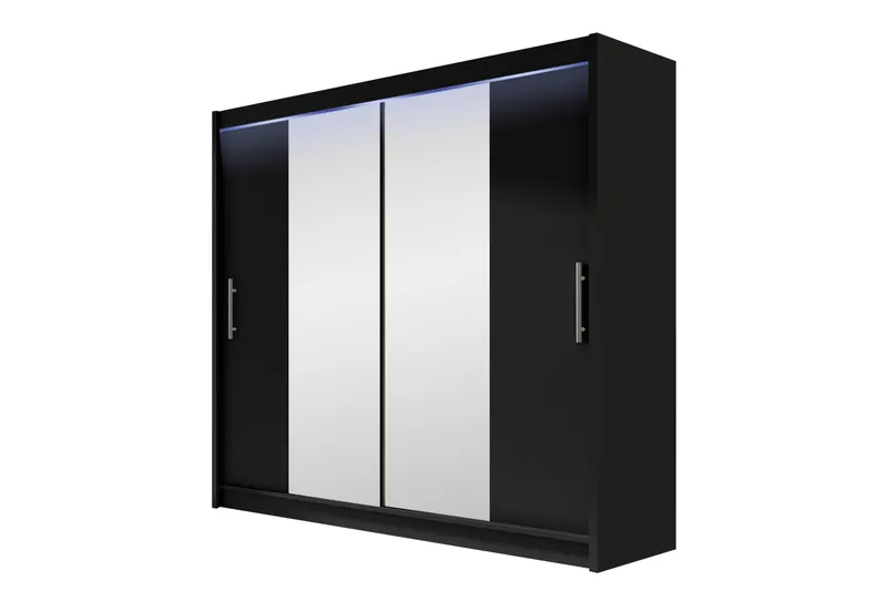 Prag Garderobeskab med Spejl 180x215 cm, Sort