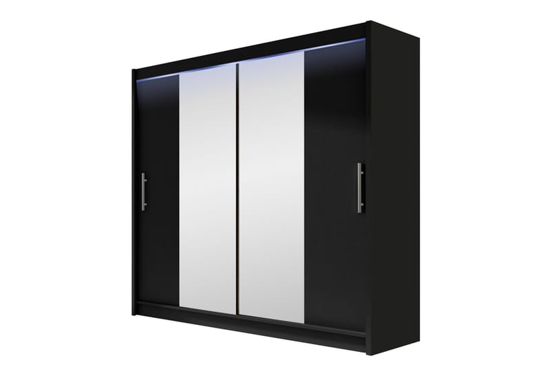 Prag Garderobeskab med Spejl 180x215 cm, Sort