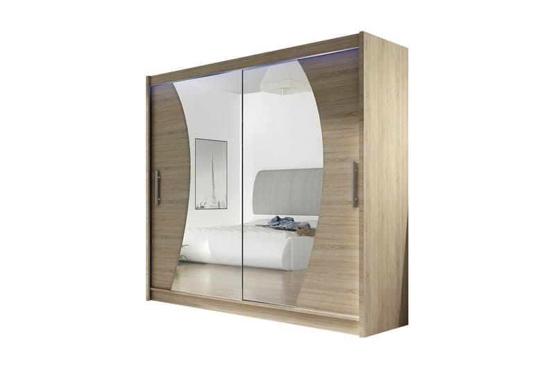 Prags Garderobe 180x57x215 cm - Beige | Hvid - Opbevaring - Tøjopbevaring - Garderobeskabe