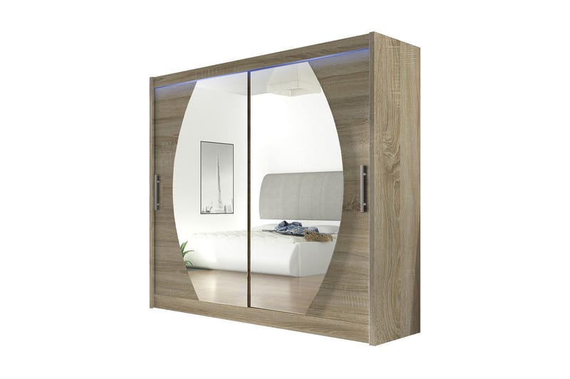 Prags Garderobe 180x57x215 cm, Beige | Hvid