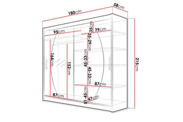 Prags Garderobe 180x57x215 cm - Beige | Hvid - Opbevaring - Tøjopbevaring - Garderobeskabe