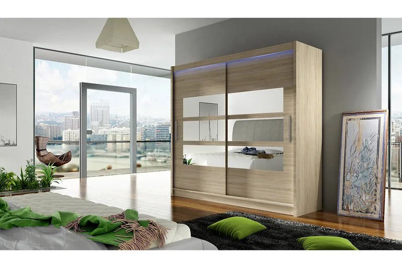 Prags Garderobe 180x57x215 cm - Beige - Opbevaring - Tøjopbevaring - Garderobeskabe - Garderobeskab & klædeskab